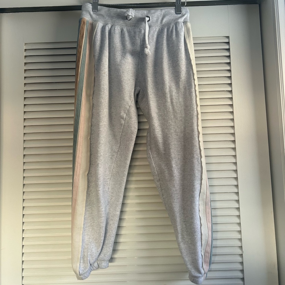 Ocean Drive Gray Kids Joggers with Pastel Stripes